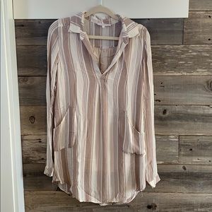 Long Sleeve Mauve Pinstripe Dress